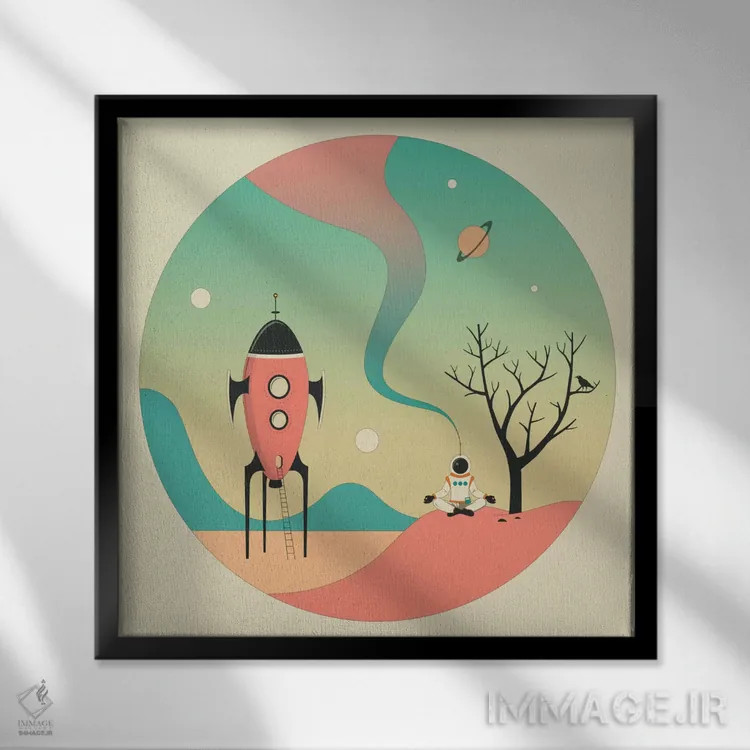 تابلو کاوش II اثر جازبری بلو (هنرمند مدرن/برند هنری) - نمای قابدار مشکی