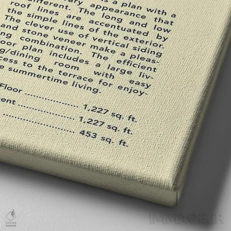 تابلو طراحی منزل میانقرنی اثر جازبری بلو (هنرمند مدرن/برند هنری) - نمای نزدیک بافت بوم