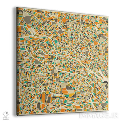 تابلو نقشه انتزاعی شهر برلین اثر جازبری بلو (هنرمند مدرن/برند هنری) - نمای پرسپکتیو محصول
