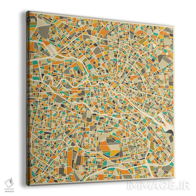 تابلو نقشه انتزاعی شهر برلین اثر جازبری بلو (هنرمند مدرن/برند هنری) - نمای پرسپکتیو محصول