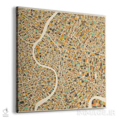 تابلو نقشه انتزاعی شهر بانکوک اثر جازبری بلو (هنرمند مدرن/برند هنری) - نمای پرسپکتیو محصول