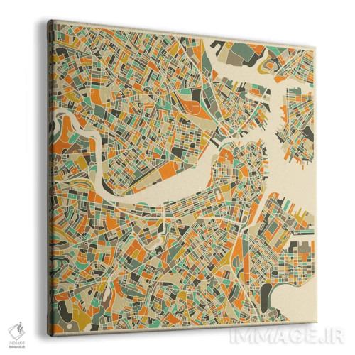 تابلو نقشه انتزاعی شهر بوستون اثر جازبری بلو (هنرمند مدرن/برند هنری) - نمای پرسپکتیو محصول