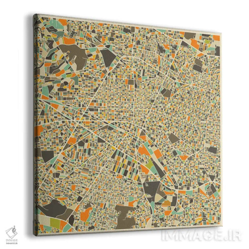 تابلو نقشه انتزاعی شهر گوادالاخارا اثر جازبری بلو (هنرمند مدرن/برند هنری) - نمای پرسپکتیو محصول