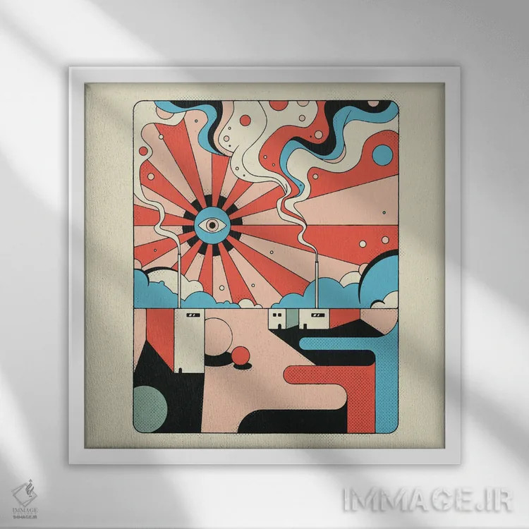 تابلو طلوع خورشید اثر جازبری بلو (هنرمند مدرن/برند هنری) - نمای قابدار سفید