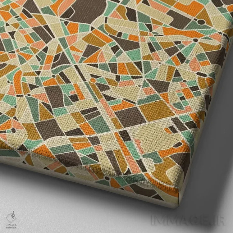 تابلو نقشه انتزاعی شهر بروکسل اثر جازبری بلو (هنرمند مدرن/برند هنری) - نمای نزدیک بافت بوم