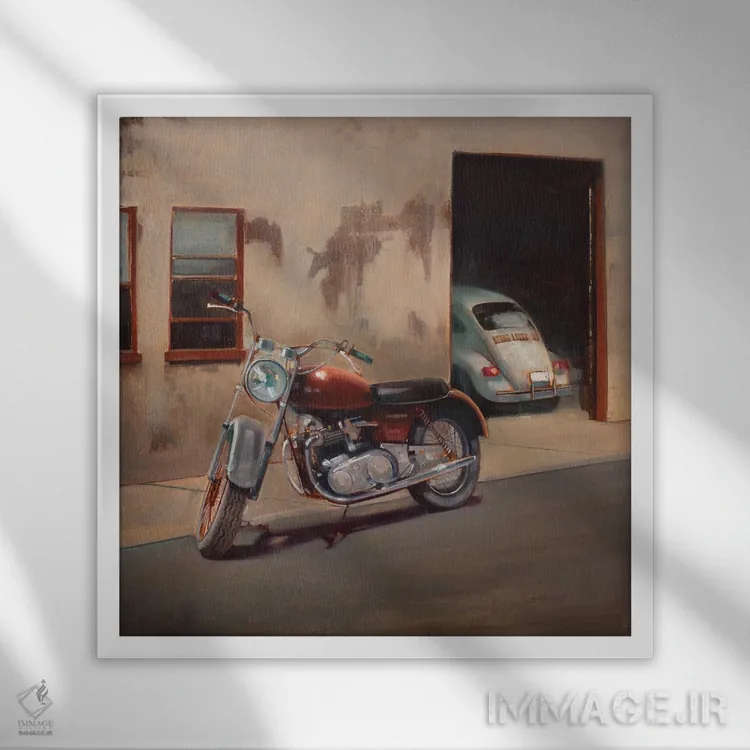 تابلو گاراژ مخفی اثر جوزف کیتس - نمای قابدار سفید
