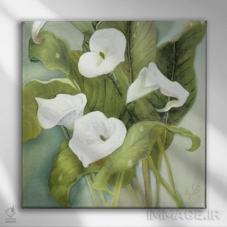 تابلو کالاهای گرمسیری (گل کالا) اثر یان کول - نمای روبهرو روی دیوار