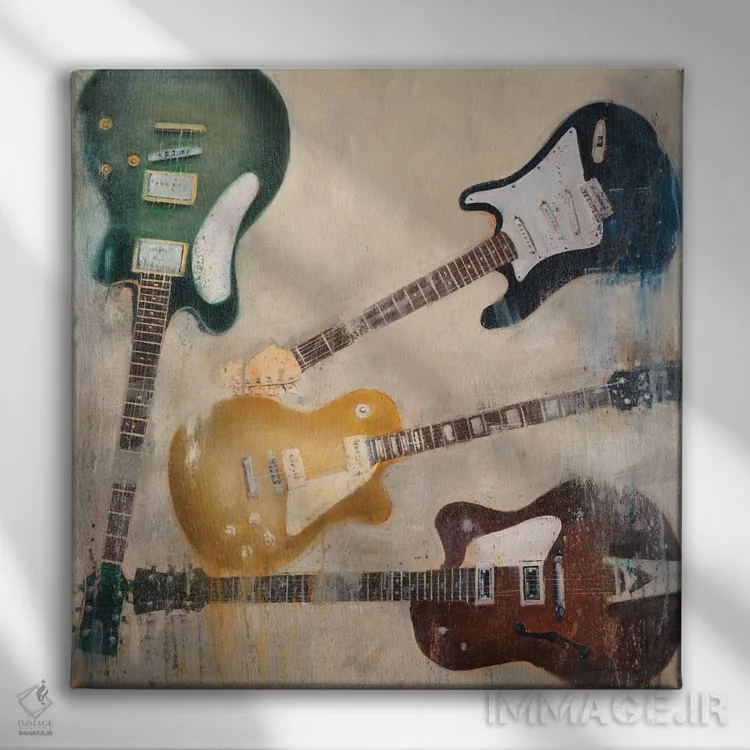تابلو گیتارها ۲ اثر جوزف کیتس - نمای روبهرو روی دیوار