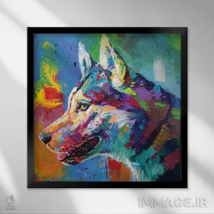 تابلو هاسکی مالاموت اثر ژوس کوفرر - نمای قابدار مشکی