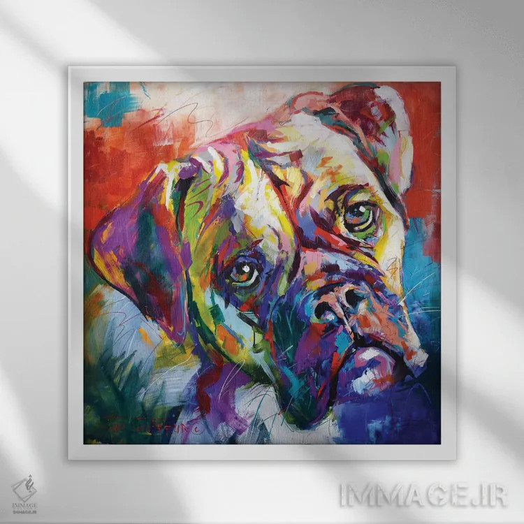 تابلو بوکسور (نژاد سگ) اثر ژوس کوفرر - نمای قابدار سفید