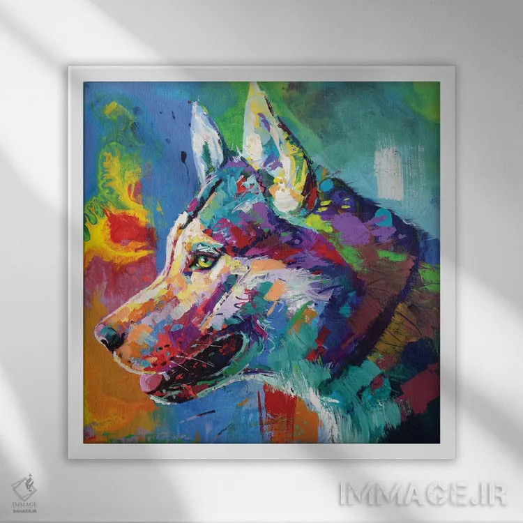 تابلو هاسکی مالاموت اثر ژوس کوفرر - نمای قابدار سفید