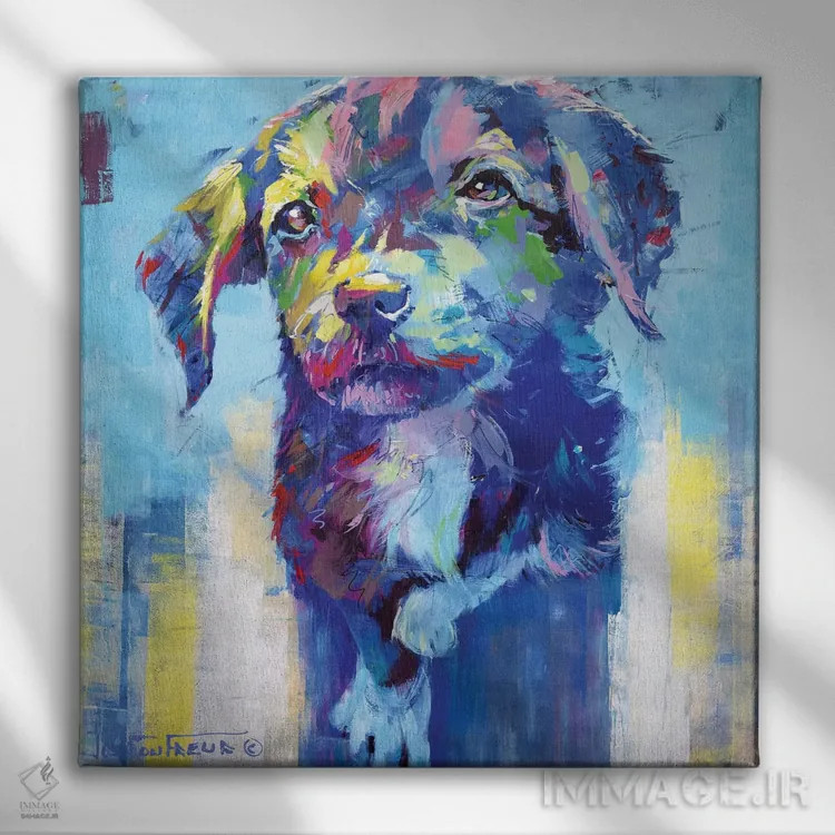 تابلو سگ بامزه اثر ژوس کوفرر - نمای روبهرو روی دیوار