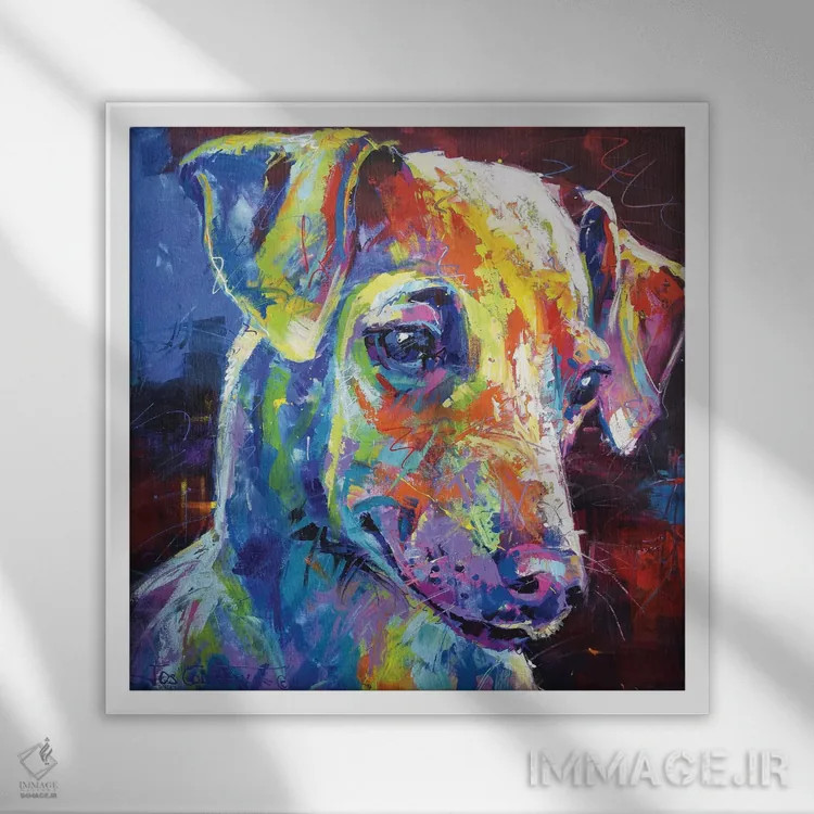 تابلو توله گریهوند اثر ژوس کوفرر - نمای قابدار سفید