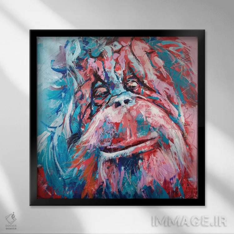 تابلو اورانگوتان اثر ژوس کوفرر - نمای قابدار مشکی