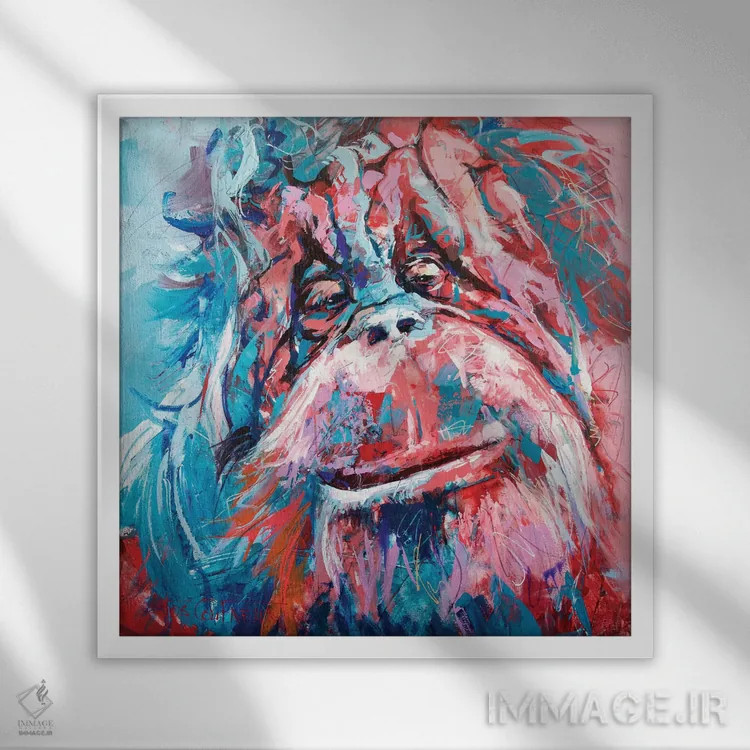 تابلو اورانگوتان اثر ژوس کوفرر - نمای قابدار سفید