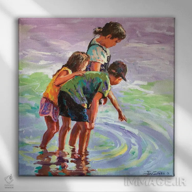 تابلو تفریح در ساحل اثر ژوس کوفرر - نمای روبهرو روی دیوار