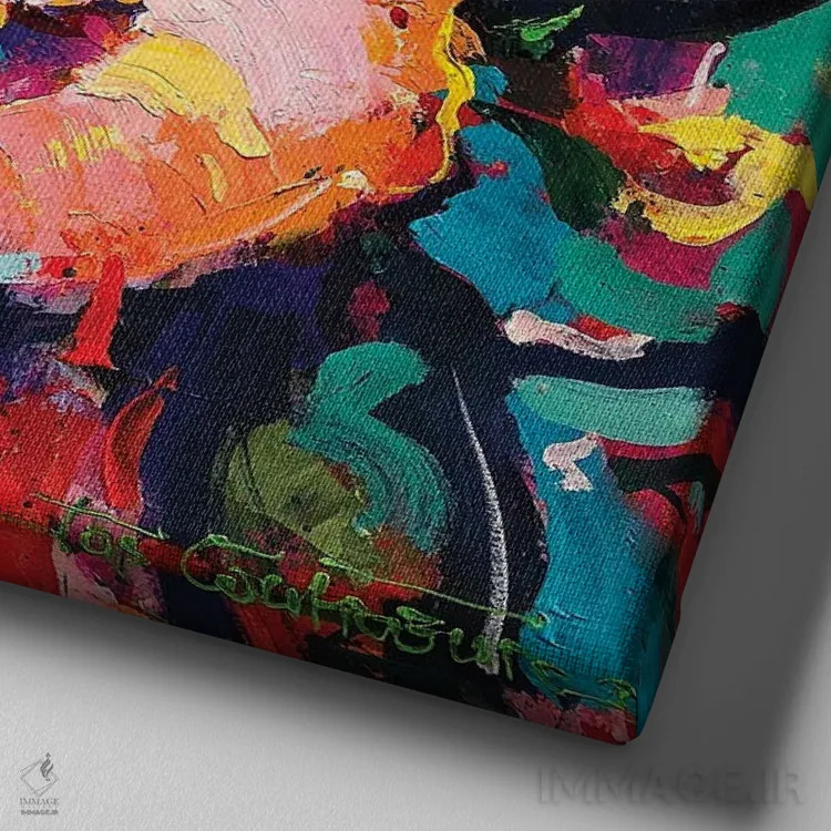 تابلو شکوفه ۲ اثر ژوس کوفرر - نمای نزدیک بافت بوم