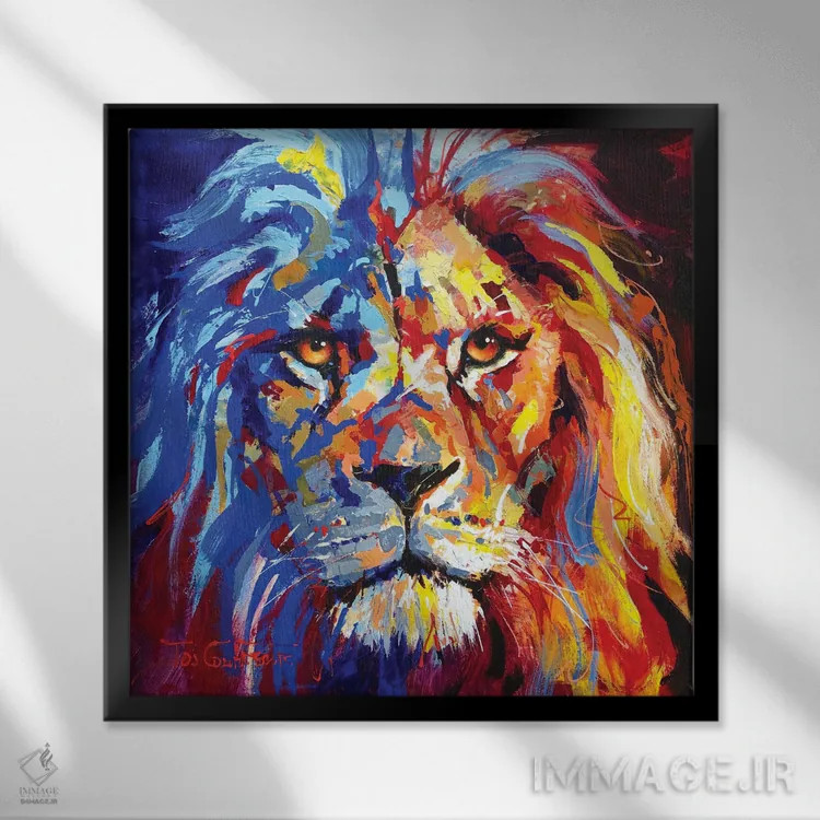 تابلو شیر (حیوان) اثر ژوس کوفرر - نمای قابدار مشکی