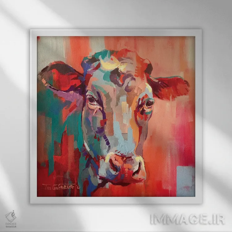 تابلو گاو نلی اثر ژوس کوفرر - نمای قابدار سفید
