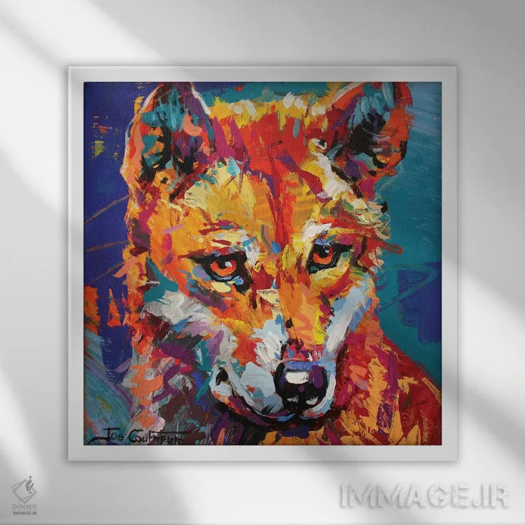 تابلو باورگو ۴ (سگ وحشی استرالیایی) اثر ژوس کوفرر - نمای قابدار سفید