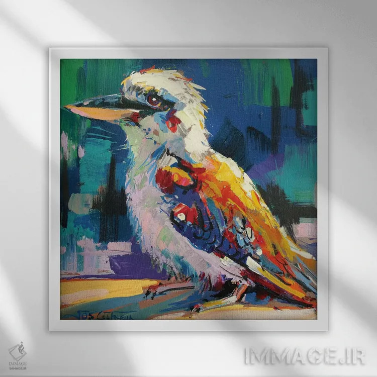 تابلو کاکابورا V (پرنده استرالیایی) اثر ژوس کوفرر - نمای قابدار سفید