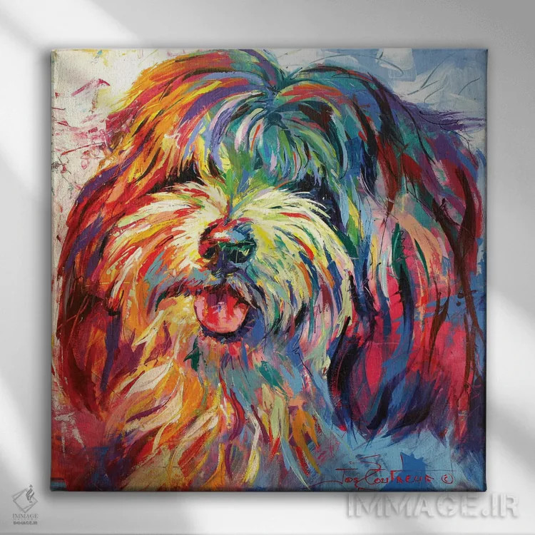 تابلو لاهسا آپسو (نژاد سگ) اثر ژوس کوفرر - نمای روبهرو روی دیوار