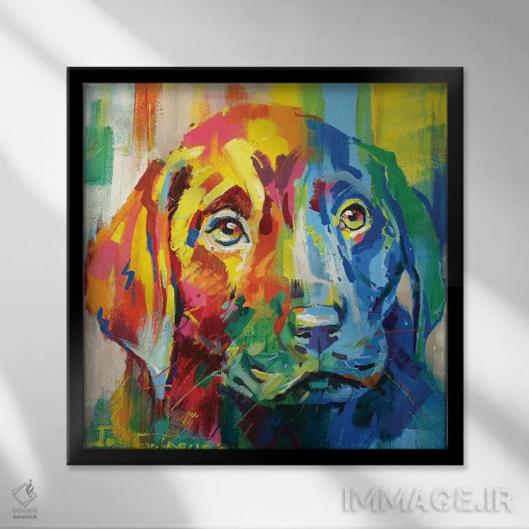 تابلو توله سگ لابرادور I اثر ژوس کوفرر - نمای قابدار مشکی