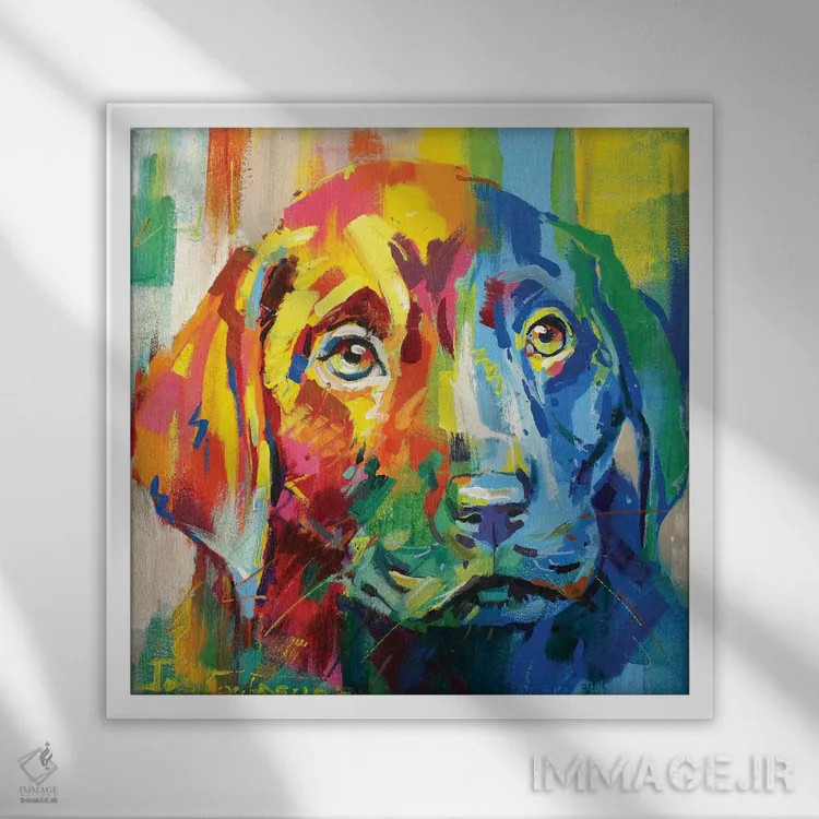 تابلو توله سگ لابرادور I اثر ژوس کوفرر - نمای قابدار سفید