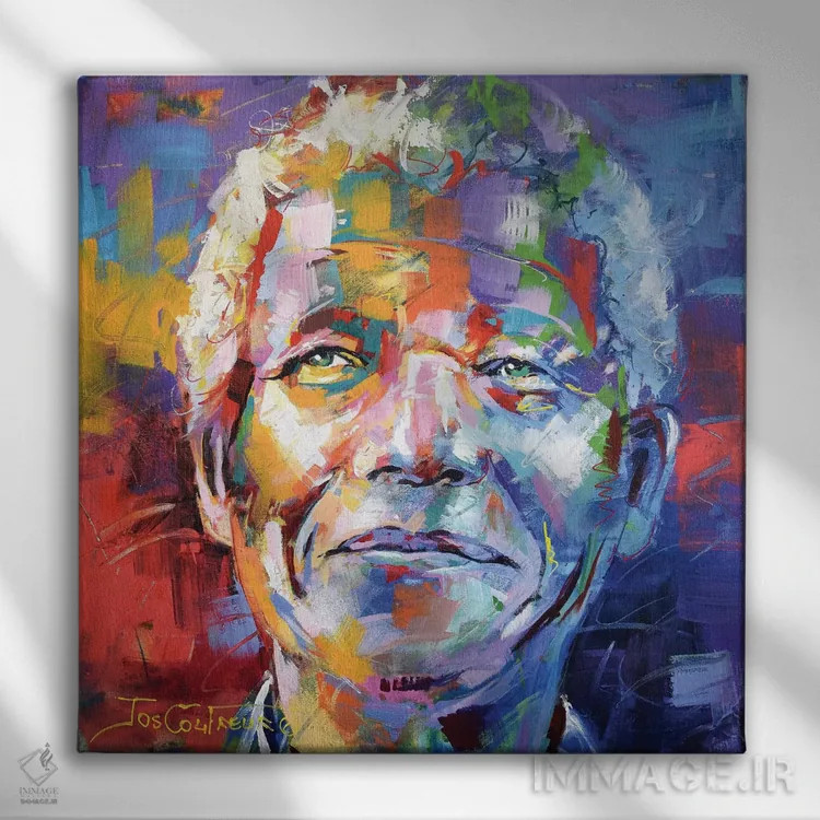 تابلو نلسون ماندلا اثر ژوس کوفرر - نمای روبهرو روی دیوار