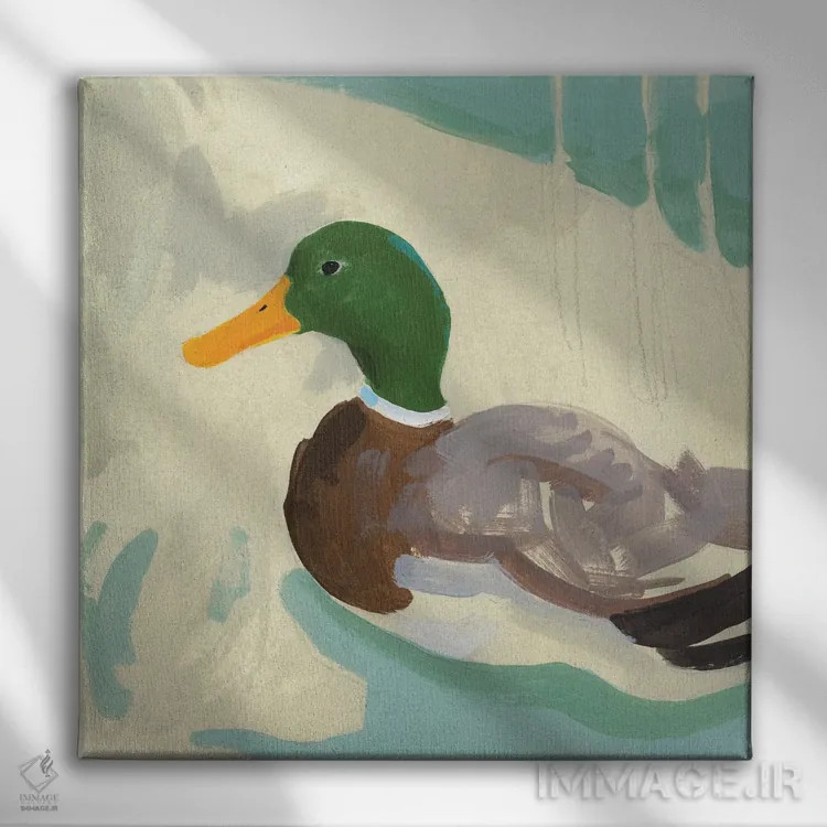 تابلو اردک کلهسبز در حال شنا II اثر جیکوب گرین - نمای روبهرو روی دیوار