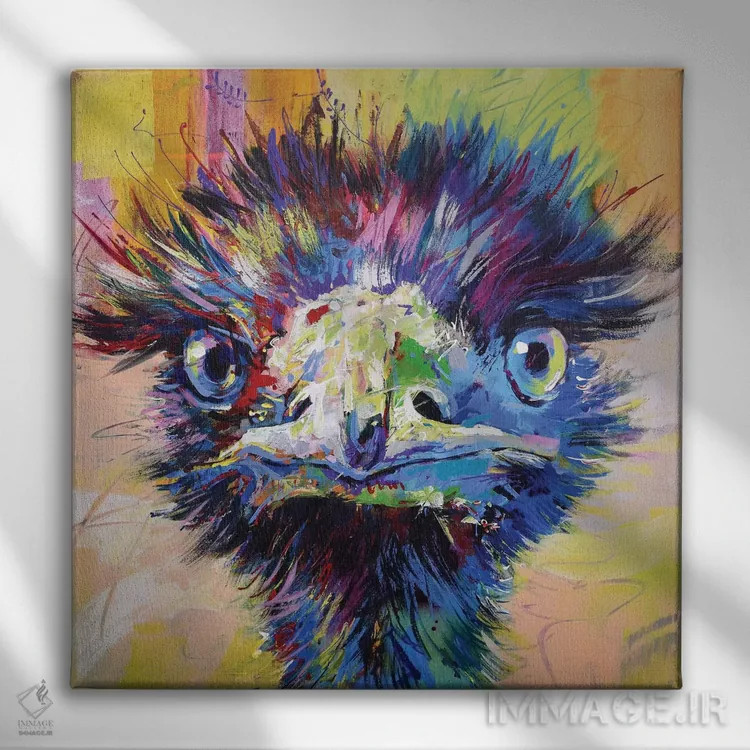 تابلو شترمرغ استرالیایی (ایمو) X اثر ژوس کوفرر - نمای روبهرو روی دیوار