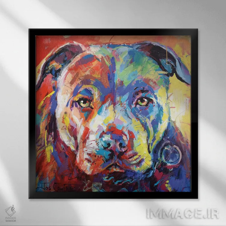 تابلو استفوردشایر بول تریر (نژاد سگ) اثر ژوس کوفرر - نمای قابدار مشکی