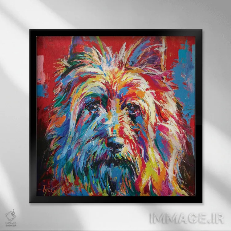 تابلو سیکی تریر استرالیایی (نژاد سگ) اثر ژوس کوفرر - نمای قابدار مشکی