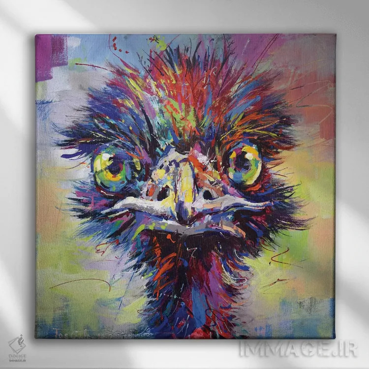 تابلو شترمرغ استرالیایی (ایمو) I اثر ژوس کوفرر - نمای روبهرو روی دیوار