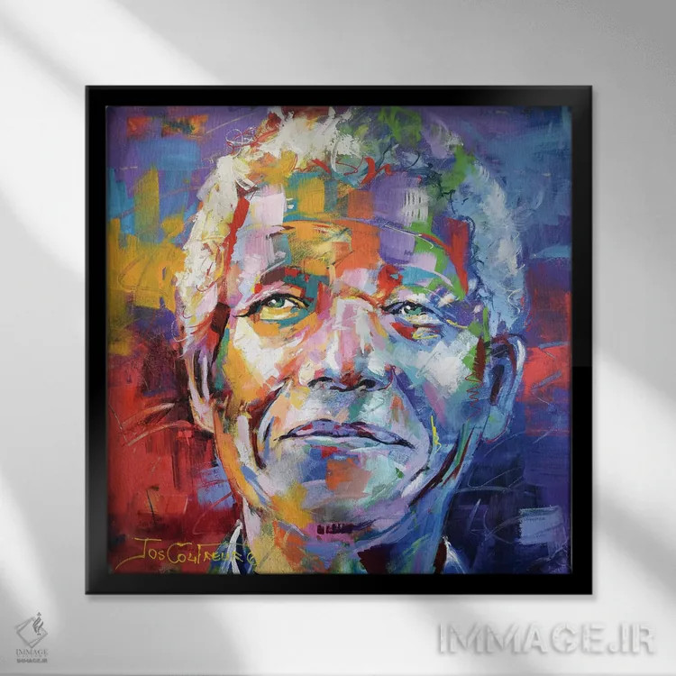 تابلو نلسون ماندلا اثر ژوس کوفرر - نمای قابدار مشکی