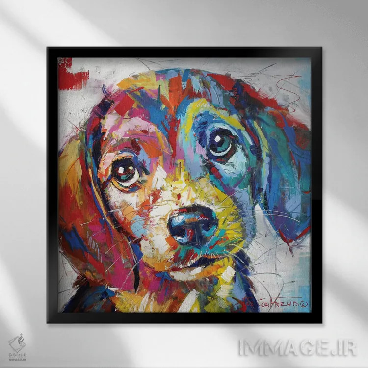 تابلو بیگل (نژاد سگ) اثر ژوس کوفرر - نمای قابدار مشکی