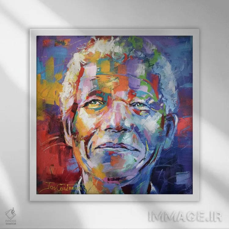 تابلو نلسون ماندلا اثر ژوس کوفرر - نمای قابدار سفید