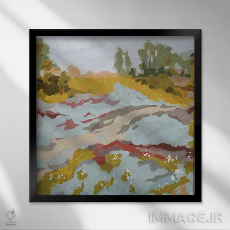 تابلو رودخانه دشت پست I اثر جیکوب گرین - نمای قابدار مشکی