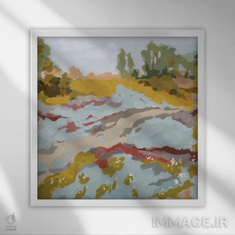 تابلو رودخانه دشت پست I اثر جیکوب گرین - نمای قابدار سفید