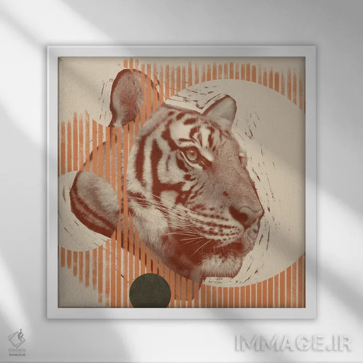 تابلو ببر پاپ آرت I اثر جیکوب گرین - نمای قابدار سفید