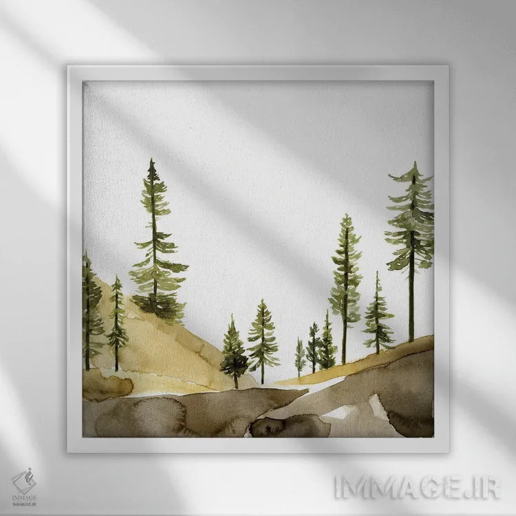 تابلو تپه کاج II اثر جیکوب گرین - نمای قابدار سفید