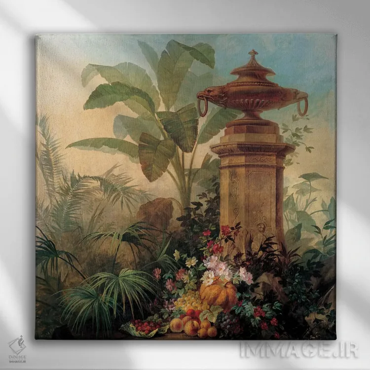 تابلو گلها و گیاهان گرمسیری اثر ژان کَپینیک - نمای روبهرو روی دیوار