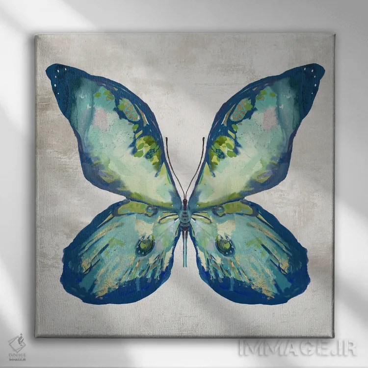 تابلو پرهزدن آبی II اثر جیکوب کیو - نمای روبهرو روی دیوار