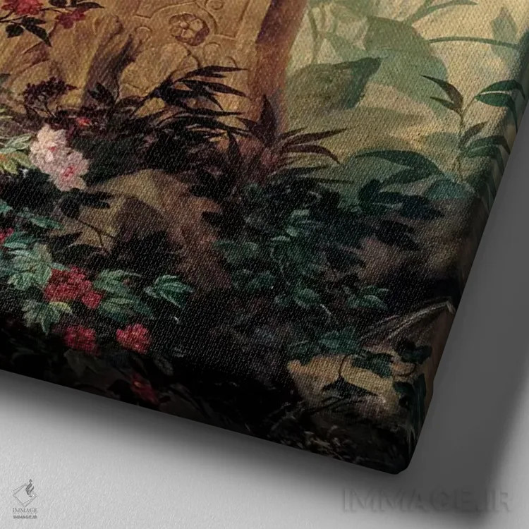 تابلو گلها و گیاهان گرمسیری اثر ژان کَپینیک - نمای نزدیک بافت بوم