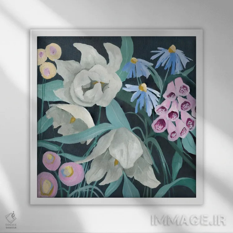 تابلو گل انگشتانه اثر جیکوب کیو - نمای قابدار سفید