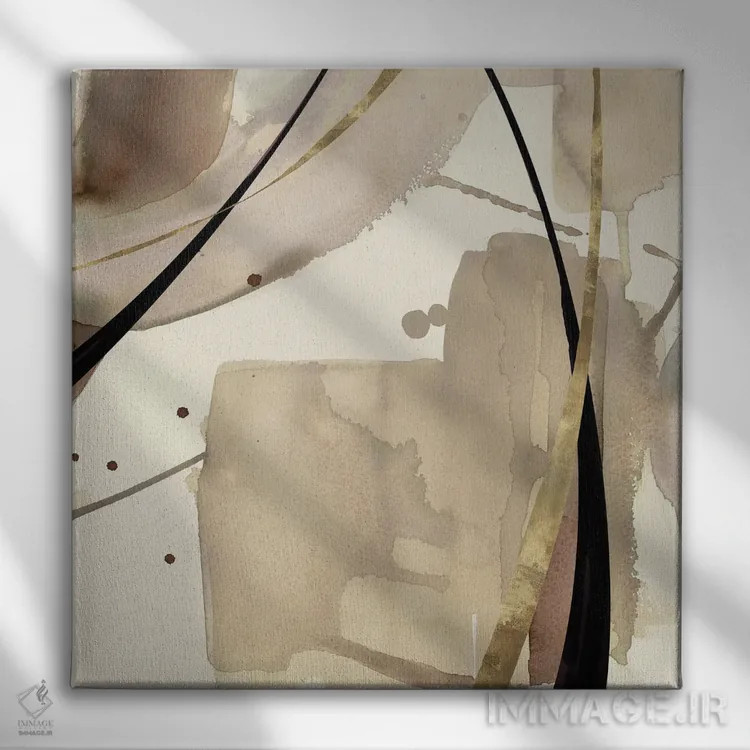 تابلو نجوای خاکی کمرنگ I اثر جیکوب کیو - نمای روبهرو روی دیوار