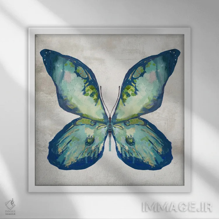 تابلو پرهزدن آبی II اثر جیکوب کیو - نمای قابدار سفید