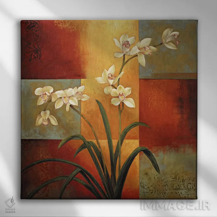 تابلو ارکیده سفید اثر جیل دوورو - نمای روبهرو روی دیوار