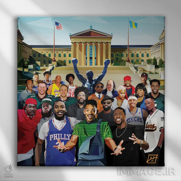 تابلو خانواده فیلادلفیا I اثر مایکل جرماین داوتی - نمای روبهرو روی دیوار