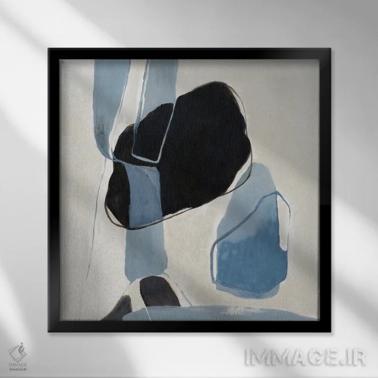 تابلو گذر تعامل آبی I اثر جیکوب کیو - نمای قابدار مشکی